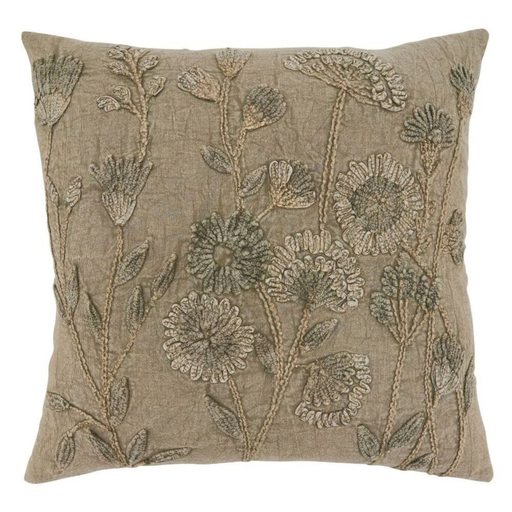 Saro Lifestyle - 20"x20" Oversize Poly-Filled Stone Washed Square T Taupe